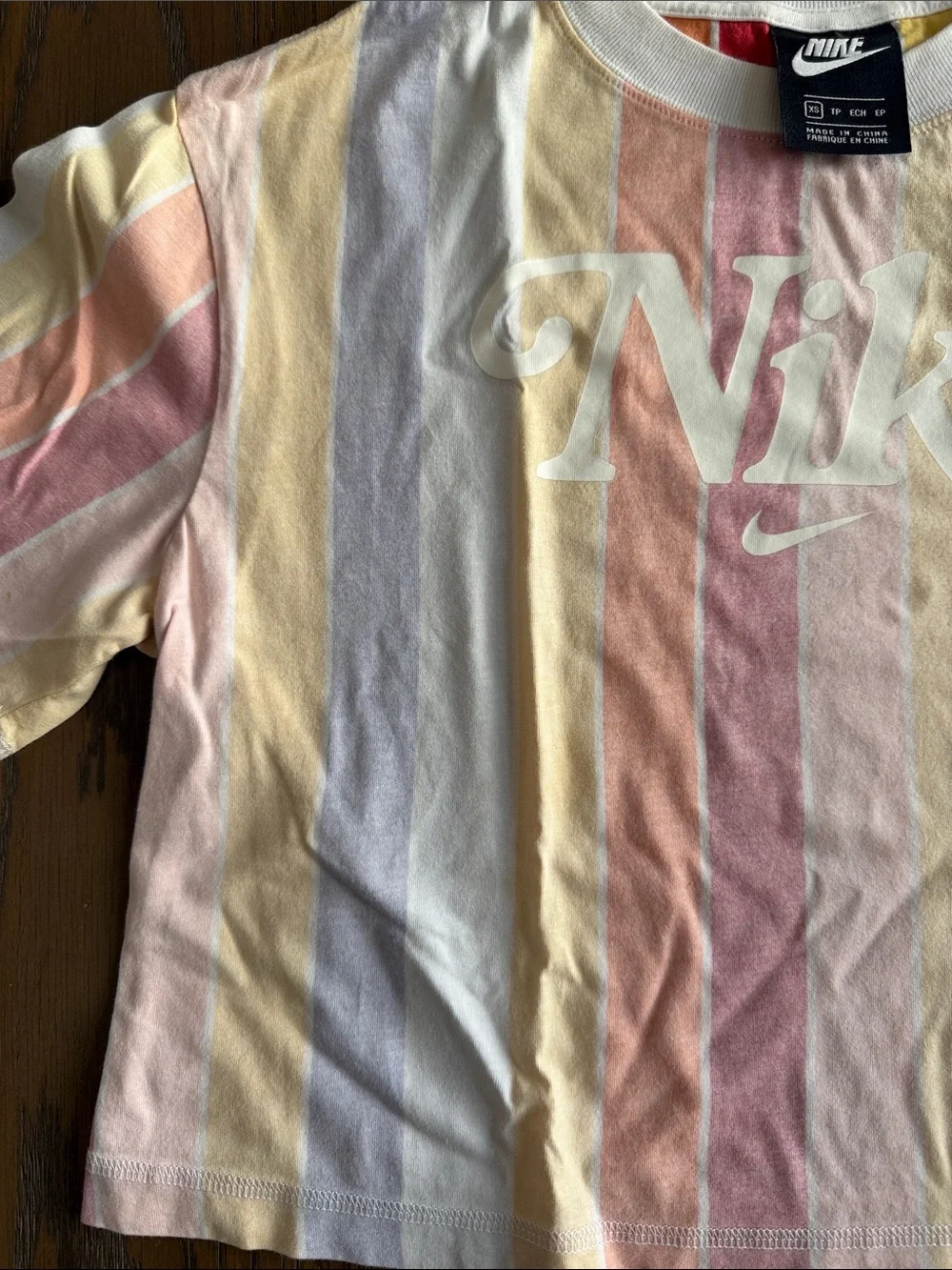 Nike Striped Pastel Crop Tee - White Logo